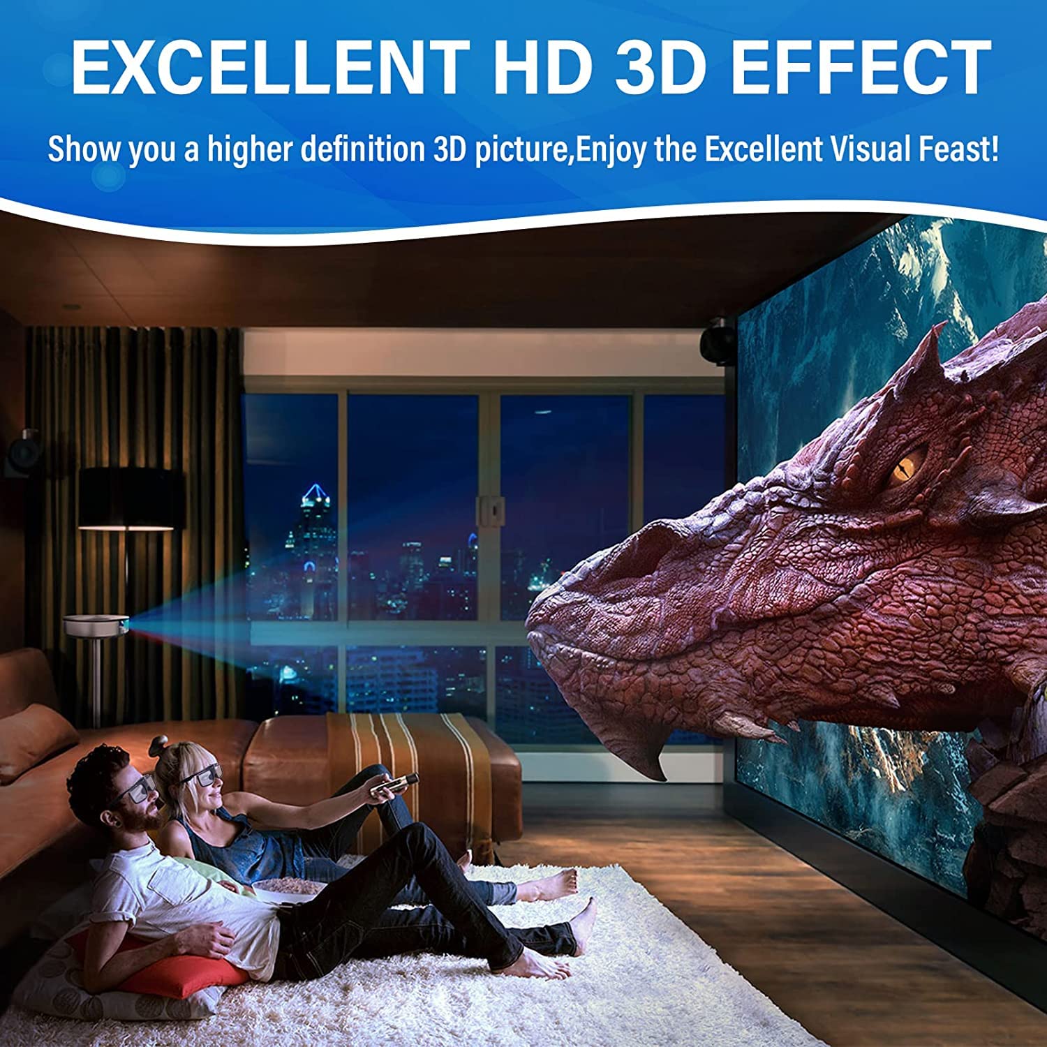 Peacoco RF 3D Glasses, Active Shutter RF 3D Glasses Rechargeable Suitable for RF 3D TV Projectors, RF 3D Eyewear for Sony Epson Toshiba Sharp, Compatible with TDG-BT500A, SSG-5100GB, AN3DG40