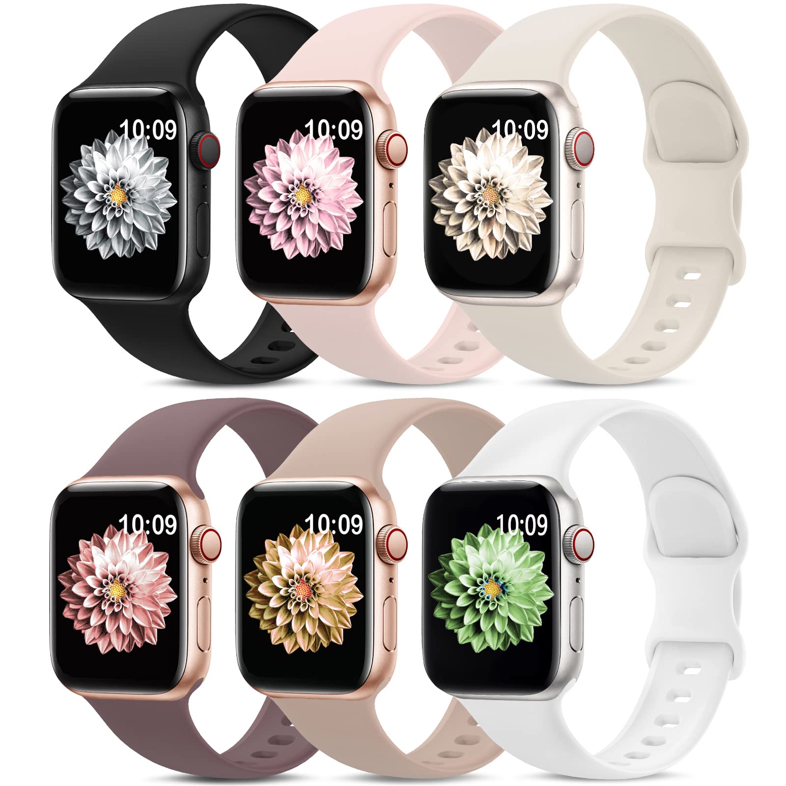 Peacoco 6 Pack Sport Bands Compatible with Apple Watch Band 38mm 40mm 41mm 42mm 44mm 45mm 49mm 46mm,Silicone Waterproof Strap Compatible with iWatch Apple Watch Series 10 9 Ultra 8 7 6 5 4 3 2 1 SE Women Men Peacoco 6 Pack Sport Bands Compatible with Apple Watch Band 38mm 40mm 41mm 42mm 44mm 45mm 49mm 46mm,Silicone Waterproof Strap Compatible with iWatch Apple Watch Series 10 9 Ultra 8 7 6 5 4 3 2 1 SE Women Men
