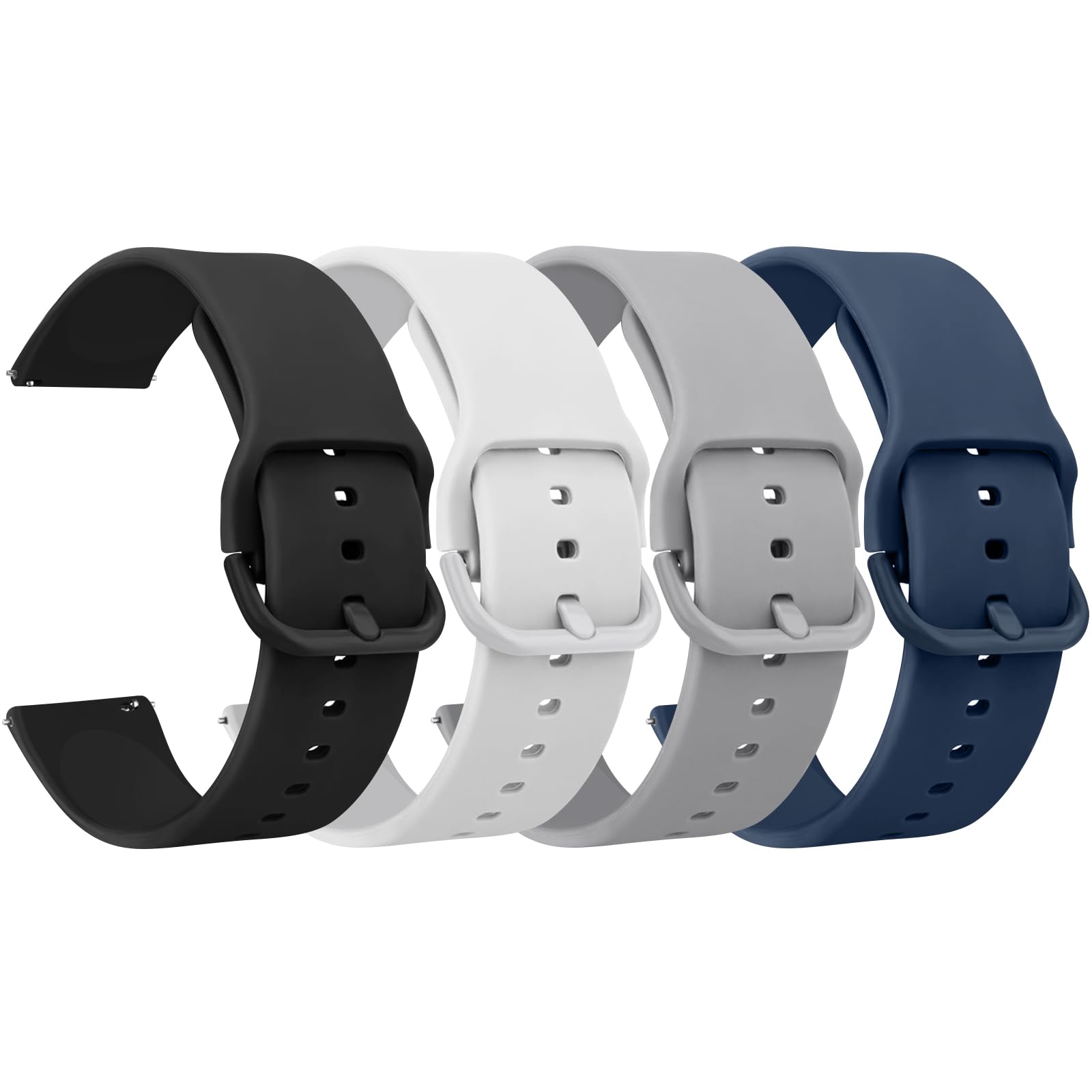 Peacoco 4 Pack Watch Bands, 20mm 22mm Quick Release Soft Silicone Replacement Watch Strap for Women Men Peacoco 4 Pack Watch Bands, 20mm 22mm Quick Release Soft Silicone Replacement Watch Strap for Women Men