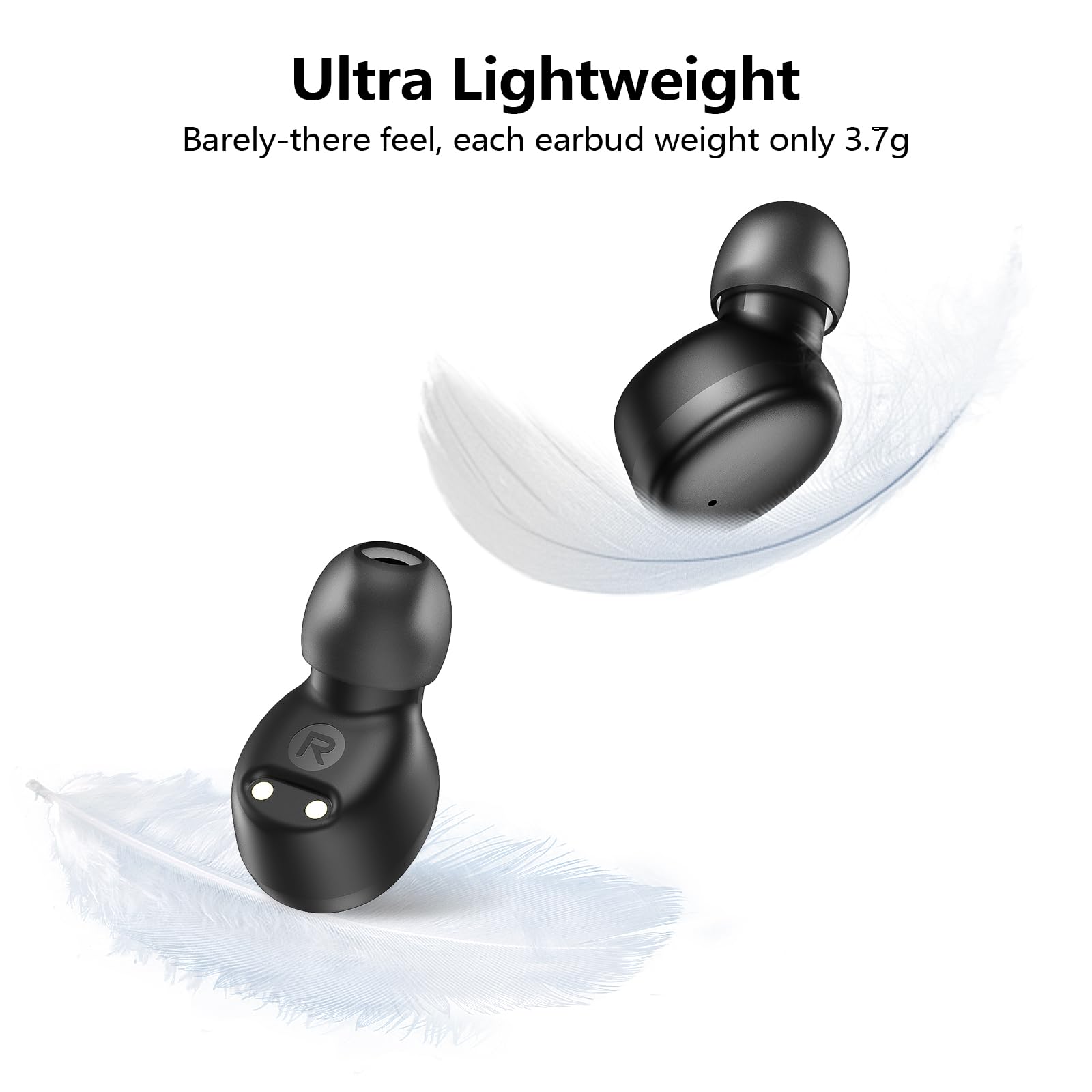 Peacoco Wireless Earbuds Bluetooth 5.3 in Ear Buds Light-Weight Headphones,Deep Bass Sound,Built-in Mics Headset,Clear Calls Earphones for Sports Workout